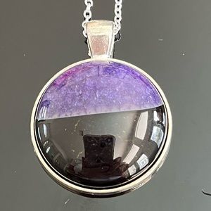 Purple Drusy Pendant with Sterling Silver Rolo Chain